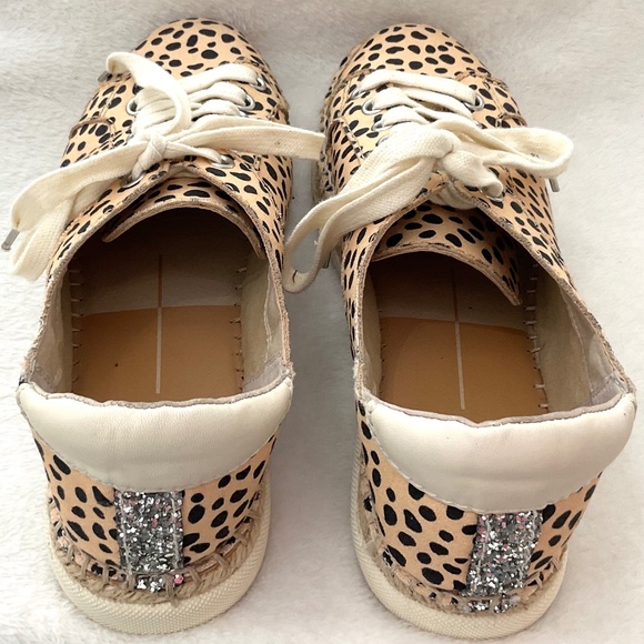 Leopard Print Dolce Vita Morris Espadrille Glitter Embossed Lace Up Sneaker Sz 8 - Picture 7 of 15